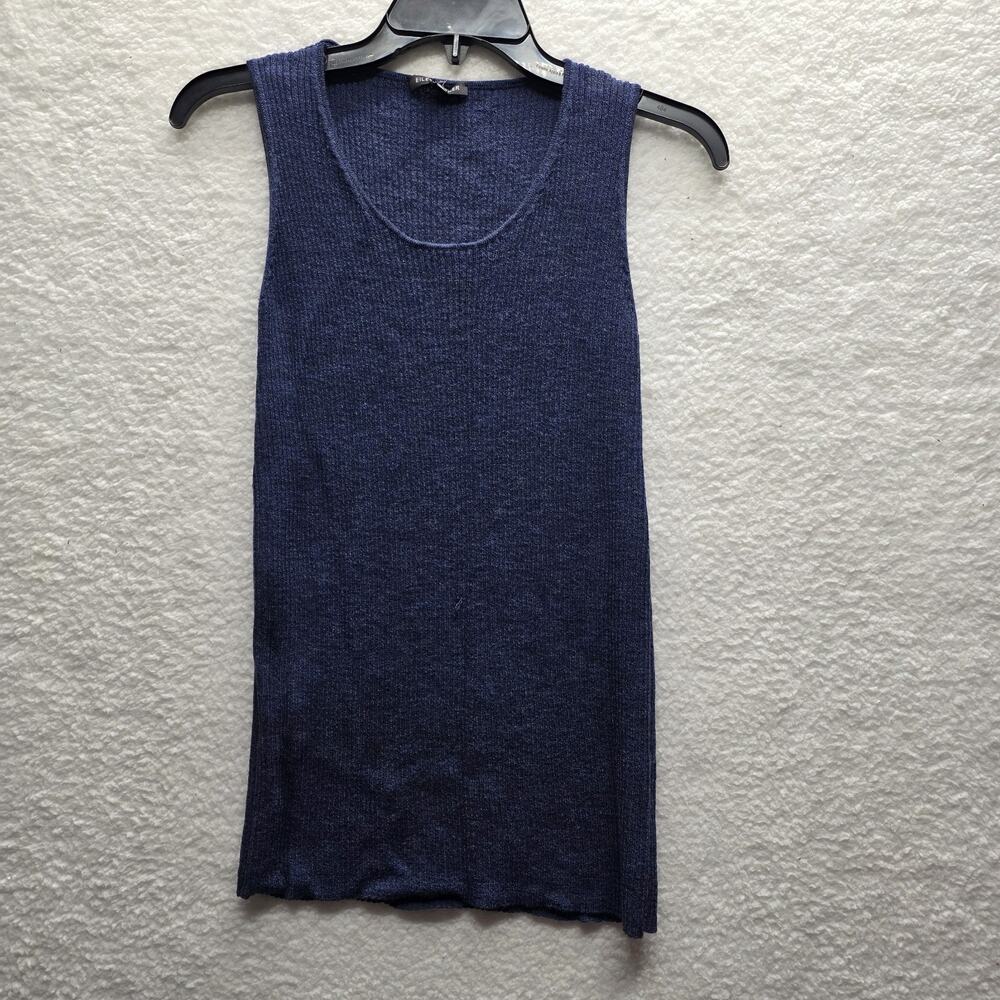 Eileen Fisher Dusty blue sleeveless merino wool knit tank sweater NO SIZE TAG